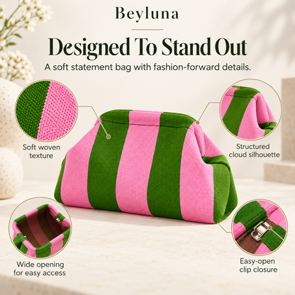 Beyluna Striped Cloud Bag – Soft Woven Statement Handbag