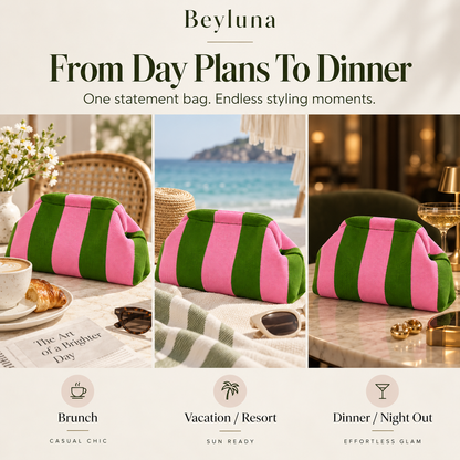 Beyluna Striped Cloud Bag – Soft Woven Statement Handbag