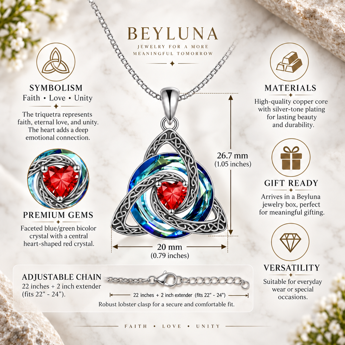 Beyluna Celtic Trinity Knot Necklace