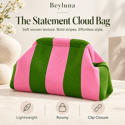 Beyluna Striped Cloud Bag – Soft Woven Statement Handbag