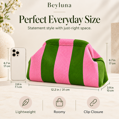 Beyluna Striped Cloud Bag – Soft Woven Statement Handbag