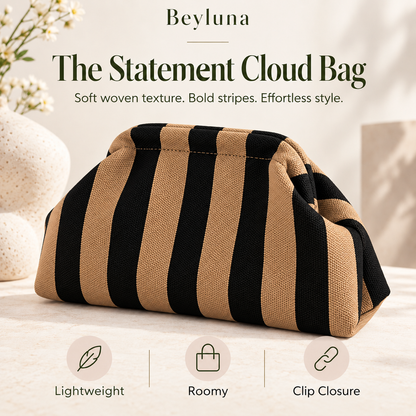Beyluna Striped Cloud Bag – Soft Woven Statement Handbag