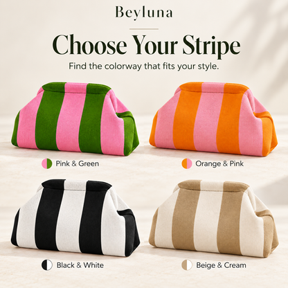 Beyluna Striped Cloud Bag – Soft Woven Statement Handbag
